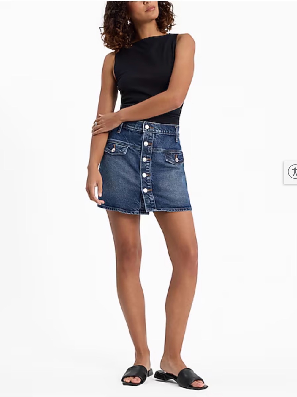 EXPRESS High Rise Denim Skort Size 2 Button Front Built-In Shorts